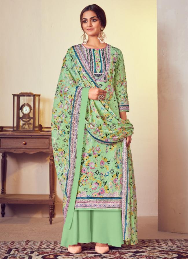 Lawn Cotton Parrot Green Party Wear Digital Print Plazzo Salwar Suit